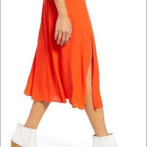 𝅺SOCIALITE BNWOT Orange Front Side Slit Midi Skirt Sz Small